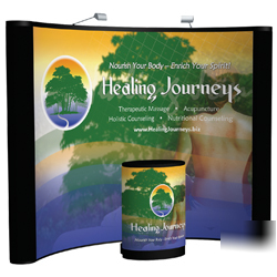 8' echo trade show pop-up display w/ graphics 