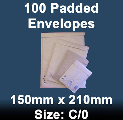 White padded bubble envelopes 150MM x 210MM c/0