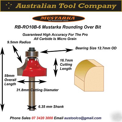 Router bit rounding over rb-RO10B-6 9.5 radius