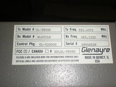 Glenayre gl-T8500 transmitter/receiver with 6FT rack