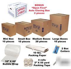 Master packing kit 10 - 170 moving boxes plus supplies 