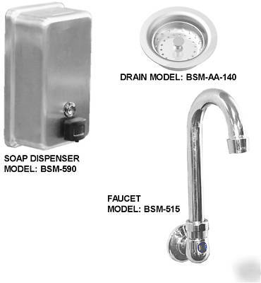 Floor mount hand sink 5 multi station 10' w/pedal valve