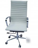 Eames exec. aluminum chair in white leather 