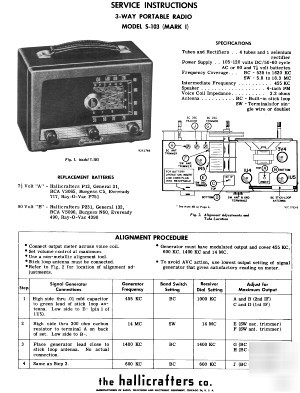 Hallicrafters s-103 service and operating instr. Â»rÂ²