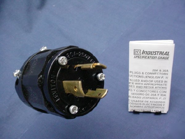 Leviton L6-20 black locking plug turn lock 20A 250V