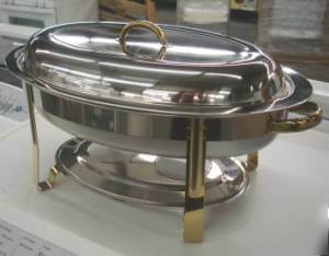 New 6 quart chafing stainless steel and gold chafer