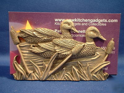Business card holder pewter mallard ducks by fort usa