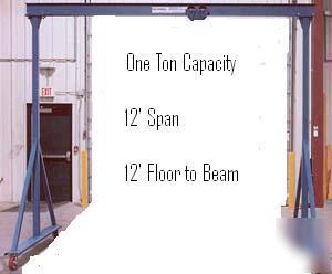 Gorbel gantry crane one ton capacity 12' span 12' hub