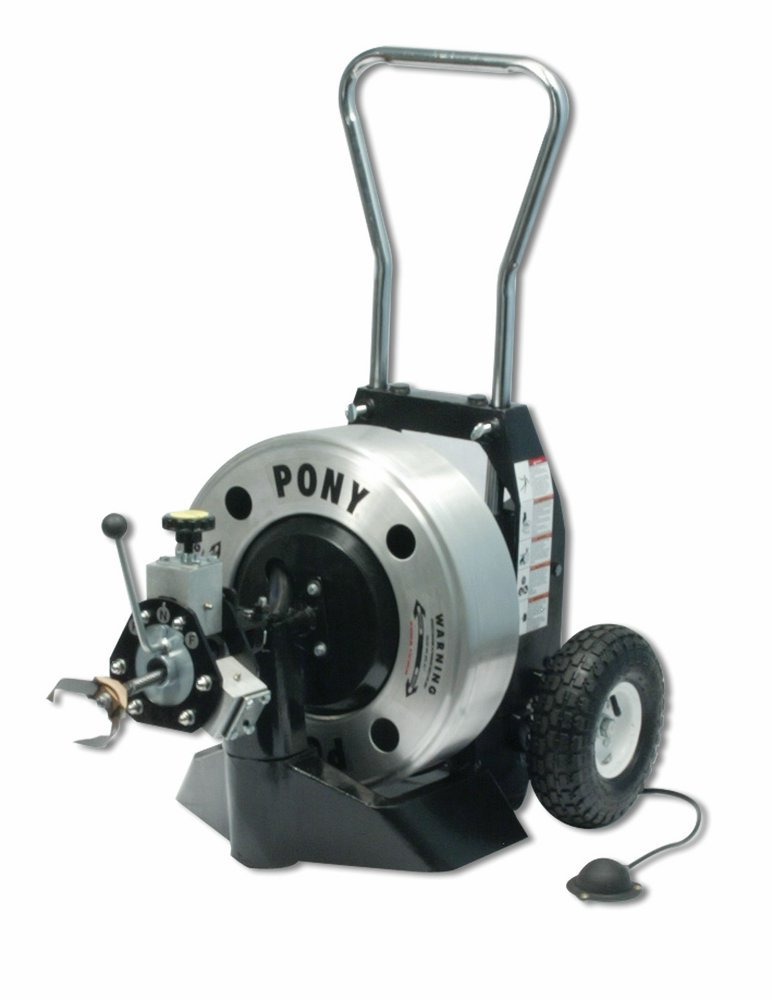 Trojan pony power drain cleaning machine w/ auto feed