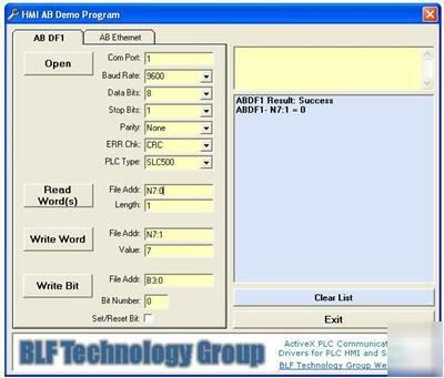 Allen bradley ethernet and DF1 plc software vb driver