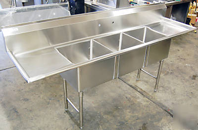 Sink 3 compartment nsf approved, commercial standard