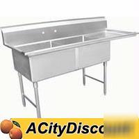 Two compartment sink 18 x 18 x 12 right side drainboard