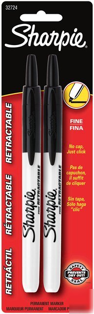 2 black sharpie retractable fine point permanent marker