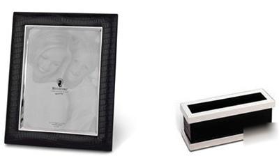 New waterford silver oxford desk set frame card holder 