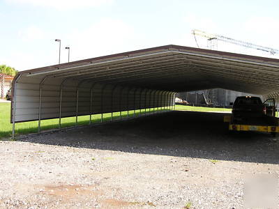 Metal carport storage building 35 ft wide 50 long 10 hi