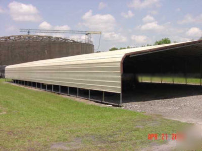 Metal carport storage building 35 ft wide 50 long 10 hi