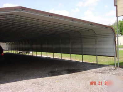 Metal carport storage building 35 ft wide 50 long 10 hi