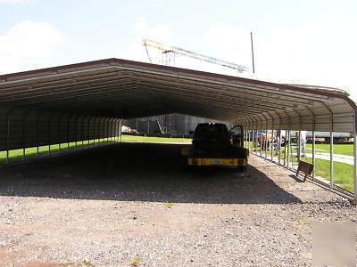 Metal carport storage building 35 ft wide 50 long 10 hi