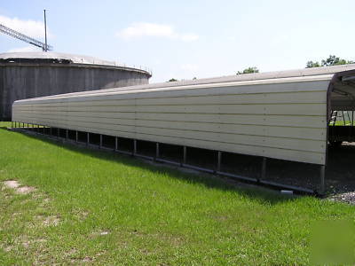 Metal carport storage building 35 ft wide 50 long 10 hi