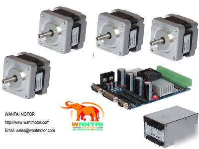 4 pcs nema 17 stepper motor + 4 axis driver cnc router