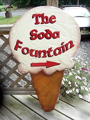 Giant 3 ft + wood ice cream cone sign personalized free