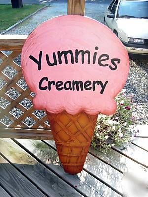 Giant 3 ft + wood ice cream cone sign personalized free