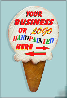 Giant 3 ft + wood ice cream cone sign personalized free