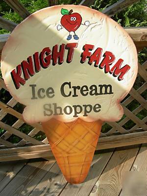 Giant 3 ft + wood ice cream cone sign personalized free