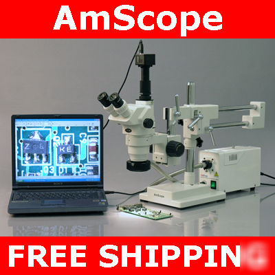 2X-225X trinocular stereo boom microscope + 8M camera