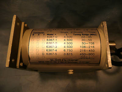 Tunable double cavity notch filter 6367-5 22-900MHZ