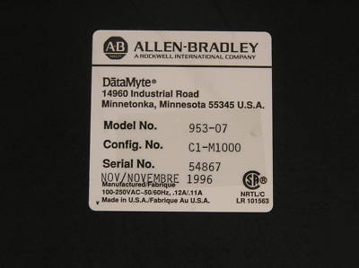 Ab datamyte operating station 953-07 w keyboard 91732-1