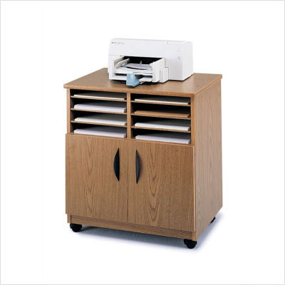 Mobile wood machine stand w sorter finish: medium oak