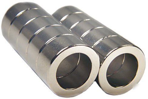 10 neodymium magnets 9/16 x 3/8 x 1/4 inch ring N48 