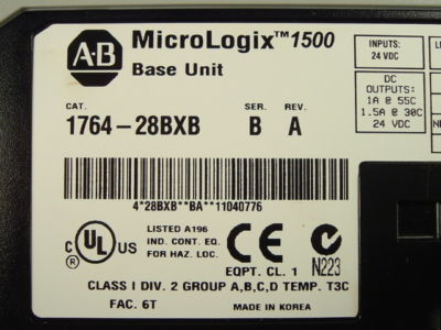 Allen bradley micrologix 1500, 1764-28BXB, -lsp, used