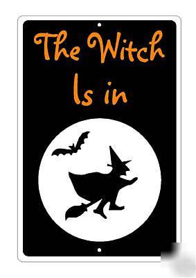 Halloween fun sign the witch is in with moon 12X18