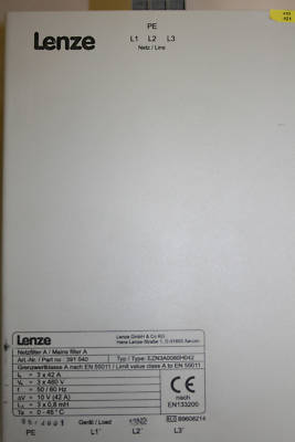 Lenze EVF9328-ev frequency inverter 3PH w/mains filtera