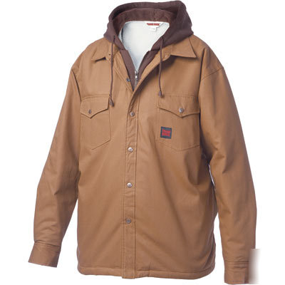 Tough duck shirt w hood - medium, brown