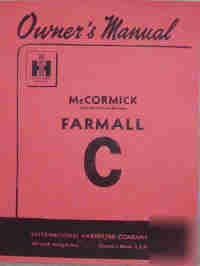 New farmall c tractor operators manual print