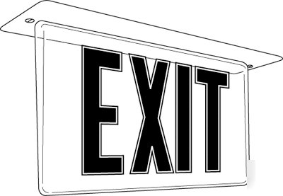 Lithonia edge lit exit sign red on clear left arrow