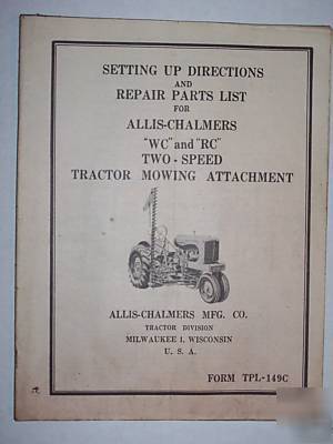 Manual ac tractor mowing attachment-service,parts wc,rc