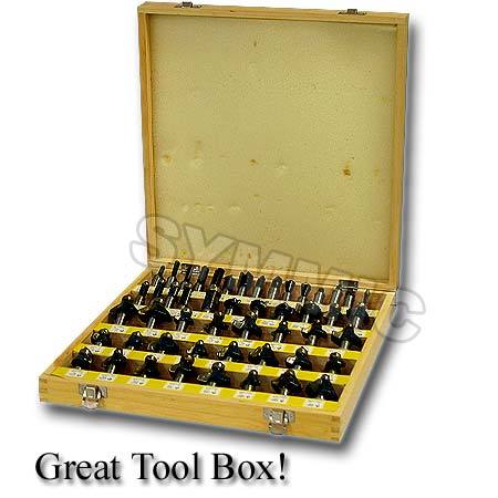 50 pcs carbide router bits with wood case tool kit rare