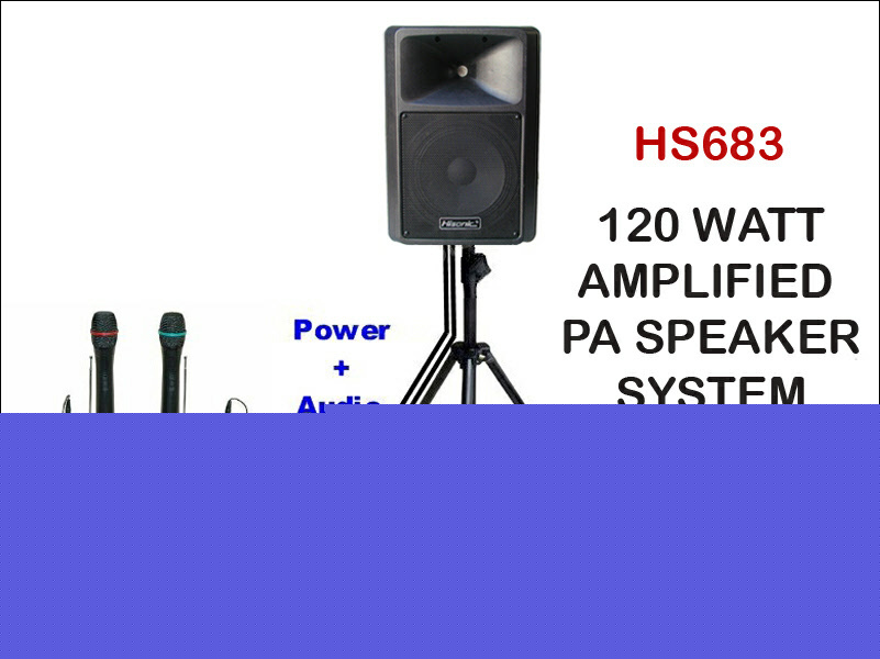 120 watt pa speaker + wireless microphones + tripod