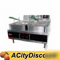 Electric deep fryer countertop, heavy duty, 2X 15LB cap