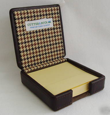 New cutter & buck brown leather desk top paper box 