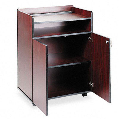 Safco executive mobile presentation stand mahogany