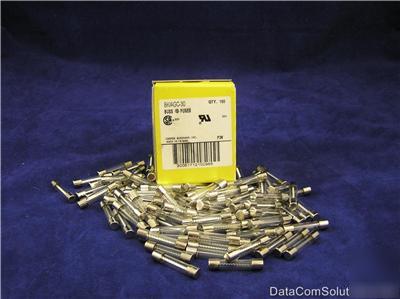 New cooper bussmann bk/agc-30A 30 amp box of 100 fuses 