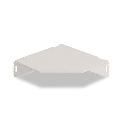 Parallel series corner worksurface, laminate gray