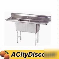 Stainless 2 compartment sink 18X18X12 two 18IN dboards
