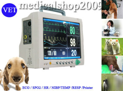 Vet 7 parameter patient monitor with printer veterinary