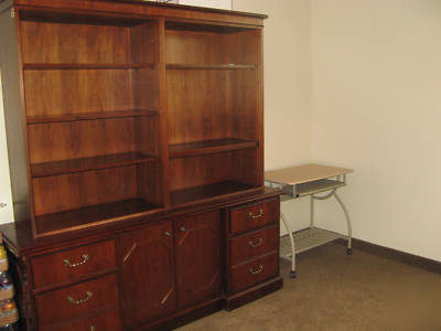 Beautiful wood bookcase and credenza
